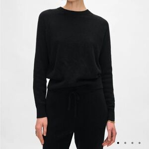 White and Warren Black Cashmere Sweater